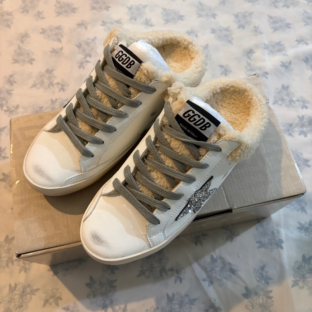Golden Goose Super Star Fleece Lined Slip On Dirty Sneakers